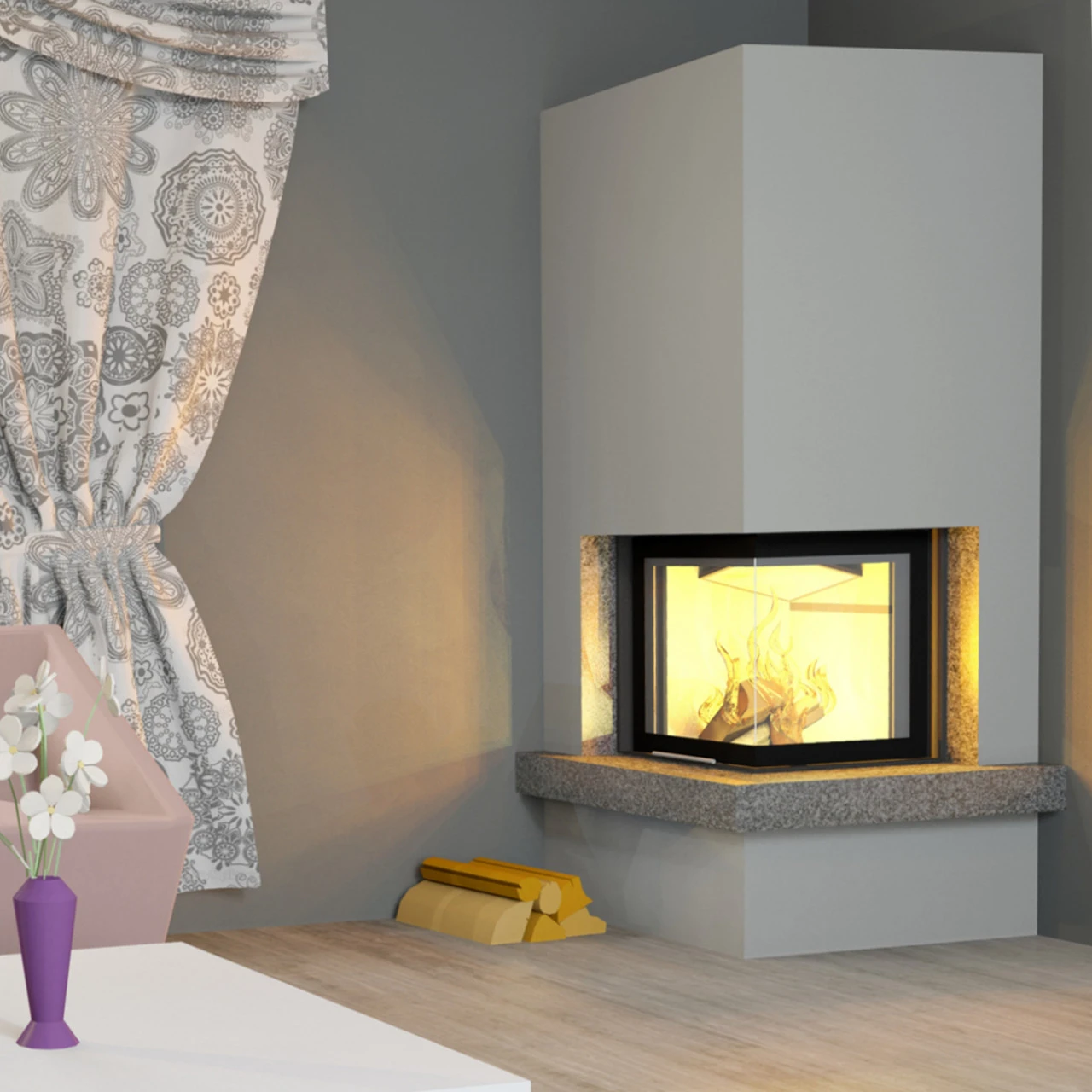 Kaminbausatz Imperial Smart 2PTH 7kW Eckkamin Rechts Hebetür 4 Kaminbausatz Imperial Smart 2PTH 7kW Eckkamin Rechts Hebetür – Bild 2