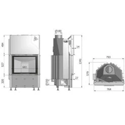 Hajduk Prisma 1VTH Warmluft-Kamineinsatz Mit 9 KW Und Hebetür -Besten Kamin Laden hajduk prisma 1vth masszeichnung 1280x1280