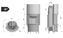 Prisma MRH Warmluft-Kamineinsatz 8kW Hebetür Panoramascheibe -Besten Kamin Laden hajduk prisma mrh masszeichnung 1280x1280