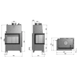 Volcano WLT12 Wasser-Eckkamin 12kW Links Verglaste Rahmenlose Tür -Besten Kamin Laden hajduk volcano wlt12 masszeichnung 1280x1280