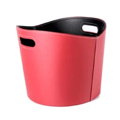 Holzkorb Rund Rot Aus Imitierten Leder