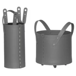 Tocad Designer Kaminbesteckset Und Holzkorb Anthrazit