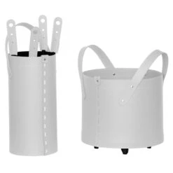 Tocad Designer Kaminbesteckset Und Holzkorb Weiss