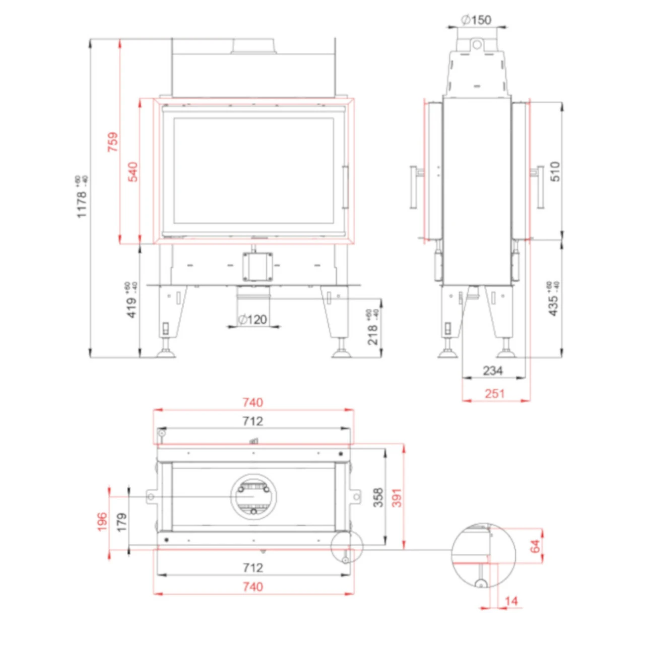 Double Feel 7 Tunnel-Kamineinsatz 7kW 4 Double Feel 7 Tunnel-Kamineinsatz 7kW – Bild 2
