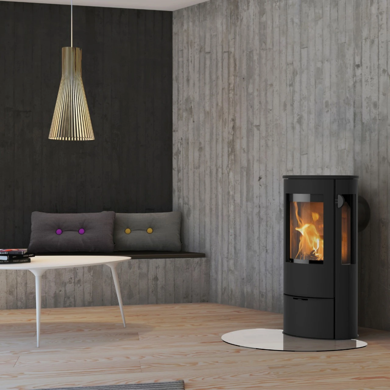 Liva 5G Panorama Kaminofen Schwarz 5kW 7 Liva 5G Panorama Kaminofen Schwarz 5kW – Bild 5