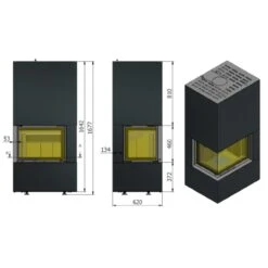 Eckamin Keramik Kaminbausatz Rechts 2PXLTH 6kW -Besten Kamin Laden keramik bausatz 2PXLTH masse 1280x1280