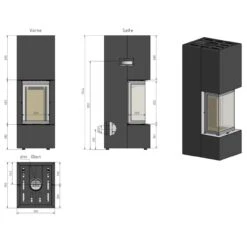 KL1000 Systemkamin Kaminbausatz Schwarz 6kW -Besten Kamin Laden kl1000 stahl systemkamin kaminbausatz masse1 1280x1280