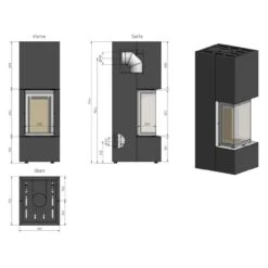 KL1000 Systemkamin Kaminbausatz Schwarz 6kW -Besten Kamin Laden kl1000 stahl systemkamin kaminbausatz masse2 1280x1280