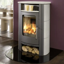 Besten Kamin Laden 27 Caron Aqua Wasser Kaminofen 7+3 KW Gussgrau Mit Kachel Ahorn