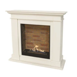 Kos Bioethanol Kamin Weiß Mit Steindekor