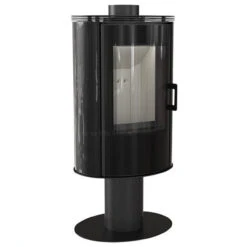 Koza AB/S/N/O/Glass Drehbarer Kaminofen 8kW Schwarze Kacheln