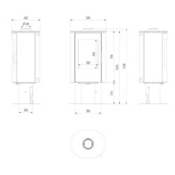 Koza AB/S/N/O/Glass Drehbarer Kaminofen 8kW Schwarze Kacheln -Besten Kamin Laden koza b s no web kaminofen masse 1280x1280