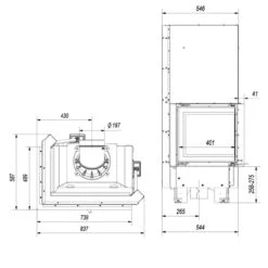 MBM Warmluft-Eckkamineinsatz Linksverglast 10kW Hebetür -Besten Kamin Laden kratki mbm g links masse2 1280x1280