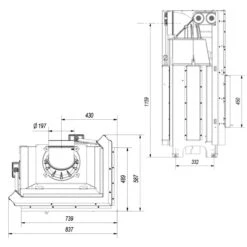 MBM Warmluft-Eckkamineinsatz Rechtsverglast 10kW Hebetür -Besten Kamin Laden kratki mbm g rechts masse1 1280x1280