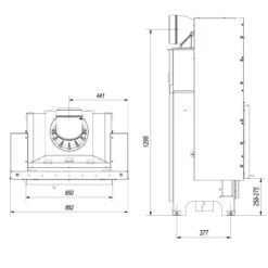 MBZ13 Warmluft-Kamineinsatz 13kW Mit Hebetür -Besten Kamin Laden kratki mbz hebet r masse1 1280x1280