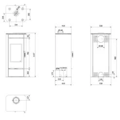 Titan Kaminofen 11kW Mit Glasfront -Besten Kamin Laden kratki kaminofen titan glas masszeichnung 1280x1280
