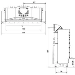 MB100 Panorama Warmluftkamineinsatz 14kw -Besten Kamin Laden kratki mb100 masse1 1280x1280