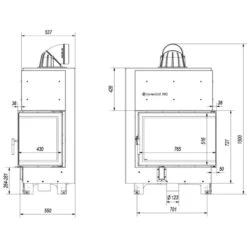 MBA17 Warmluft-Eckkamineinsatz 17kW Rechtsverglast -Besten Kamin Laden kratki mba rechts masse1 1280x1280
