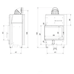 MBZ13 Warmluft Kamineinsatz 13kW Linksverglast -Besten Kamin Laden kratki mbz links masse2 1280x1280
