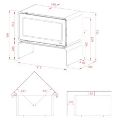 Living Base Designer Kaminofen 7kW -Besten Kamin Laden living base masse 1280x1280