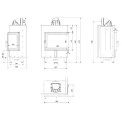 Lucy 12 Warmluft Kamineinsatz Rechtsverglast 12kW -Besten Kamin Laden lucy 12 rechts masse 1280x1280