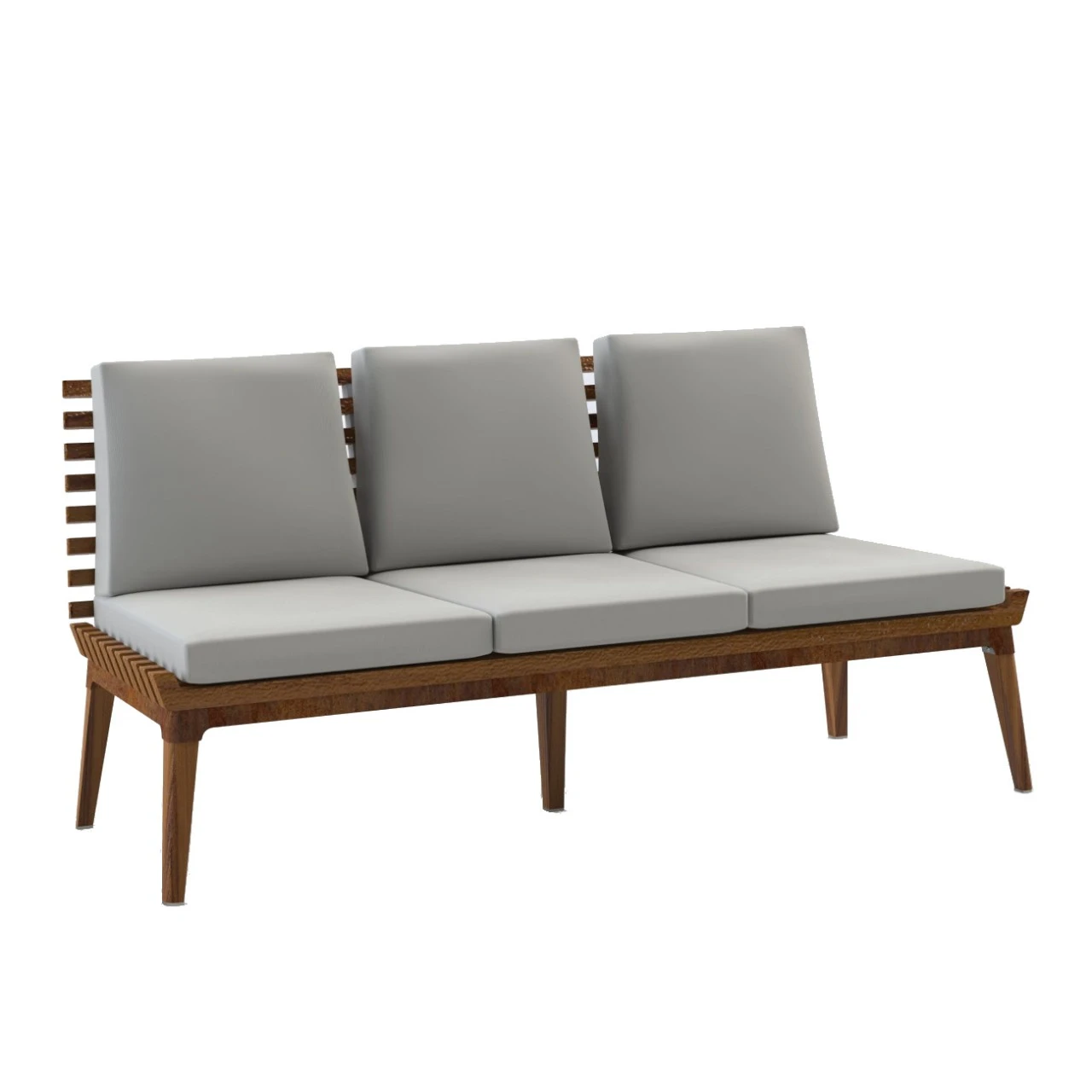 Nexo Iroko-Holz Dreisitzer Garten Sofa Cortenstahl 3 Nexo Iroko-Holz Dreisitzer Garten Sofa Cortenstahl
