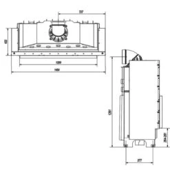 MB120 Panorama Warmluft-Kamineinsatz 20 Kw -Besten Kamin Laden mb120 masse2 1280x1280