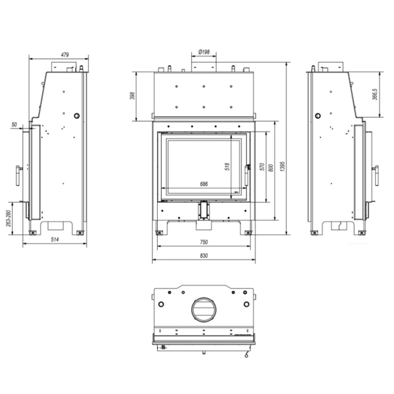 MBA17 Wassergeführter Kamineinsatz 17kW Rahmenlose Tür 7 MBA17 Wassergeführter Kamineinsatz 17kW Rahmenlose Tür – Bild 5