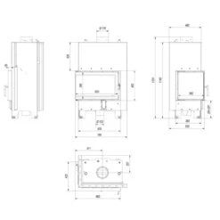 MBM10 Wassergeführter Linksverglaster Kamineinsatz 12kW -Besten Kamin Laden mbm pw 13 l bs w masse 1280x1280