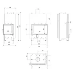 MBM10 Wassergeführter Rechtsverglaster Kamineinsatz 12kW -Besten Kamin Laden mbm pw 13 p bs w masse 1280x1280
