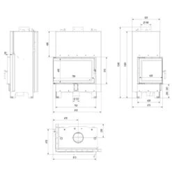 MBO15 Wassergeführter Linksverglaster Kamineinsatz 15kW -Besten Kamin Laden mbo pw 15 l bs w masse 1280x1280