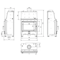 MBO15 Wassergeführter Kamineinsatz 15kW Rahmenlose Tür -Besten Kamin Laden mbo pw 15 w masse 1280x1280