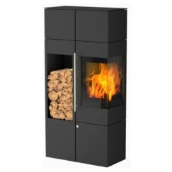 Ipala Smart Compact PowerBloc Eck-Kaminofen Mit Holzfach 5kW DIBt