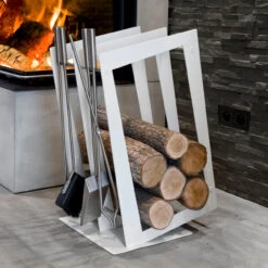 Designer Rechteckige Holzablage Mit Kaminbesteck Weiß -Besten Kamin Laden sa002w int web 1280x1280
