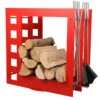Designer Quadratische Holzablage Mit Kaminbesteck Rot -Besten Kamin Laden sa004r web 1280x1280