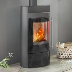 Tecapa Compact Glasfront Speicher-Kaminofen Schwarz 6kW DIBT