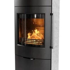 TT80S Kaminofen Schwarz Speckstein 5kW Wärmespeicherung -Besten Kamin Laden termatech tt80 schwarz speckstein front 1280x1280