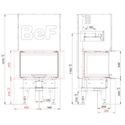 Therm V6C Kamineinsatz 6kW Dreiseitig Verglast Hebetür -Besten Kamin Laden therm v 6 c masse1 1280x1280