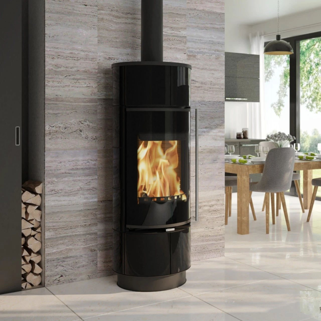 Atika Keramik Extra Schwarz Kaminofen 7kW 6 Atika Keramik Extra Schwarz Kaminofen 7kW – Bild 4