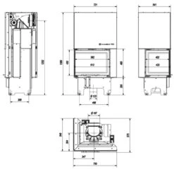 Eck-Kamineinsatz VNL Links 9kW Mit Hebetür -Besten Kamin Laden vnl 610 430 masse 1280x1280