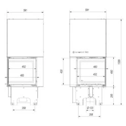 Eck-Kamineinsatz VNP Rechts 8kW Mit Hebetür -Besten Kamin Laden vnp 480 480 masse1 1280x1280
