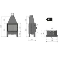 Volcano 1VT Slim Kamineinsatz 11kw -Besten Kamin Laden volcano 1vts schwarz masszeichnug 1280x1280