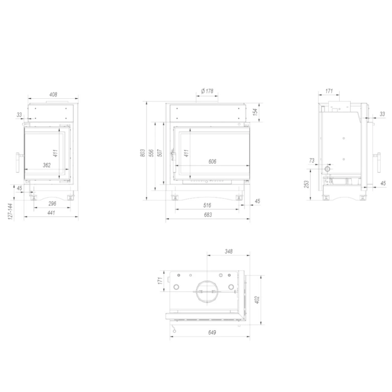 Maja Deco Gusseisener Wasser Kamineinsatz Rechts Verglast Steglos 8kW 4 Maja Deco Gusseisener Wasser Kamineinsatz Rechts Verglast Steglos 8kW – Bild 2