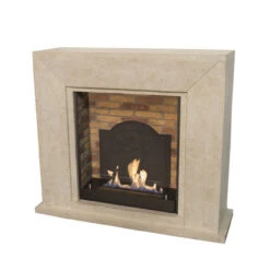 Nero Bioethanol Kamin Naturstein Weiß Mit Steindekor Und Medaillon